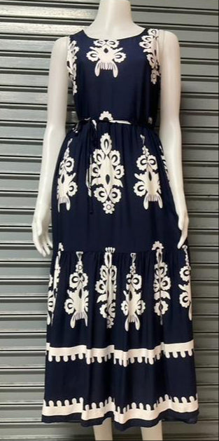 Summer Casual Sleeveless Maxi Dress With Waist Tie